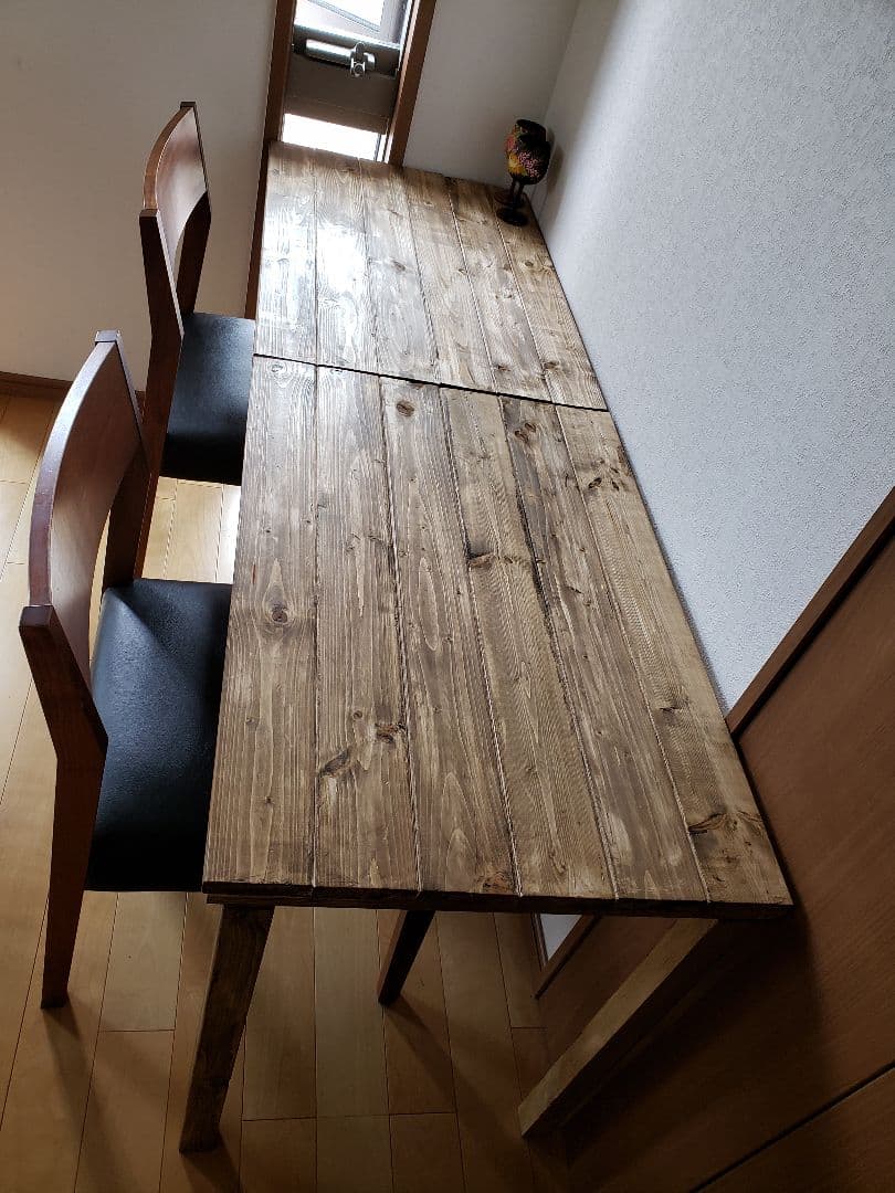 みーこさん　固定足アンティークテーブル　ウォールナット