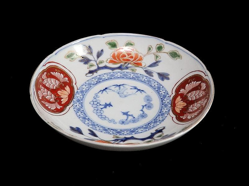 大聖寺伊万里　金襴手　牡丹に松竹梅の図　６寸皿　５枚　B269AS-BGi