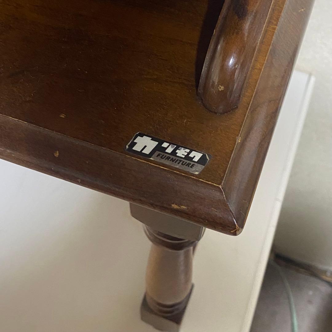 保管品 オールドカリモク サイドテーブル 電話台 コロニアル カタカナロゴ 花台