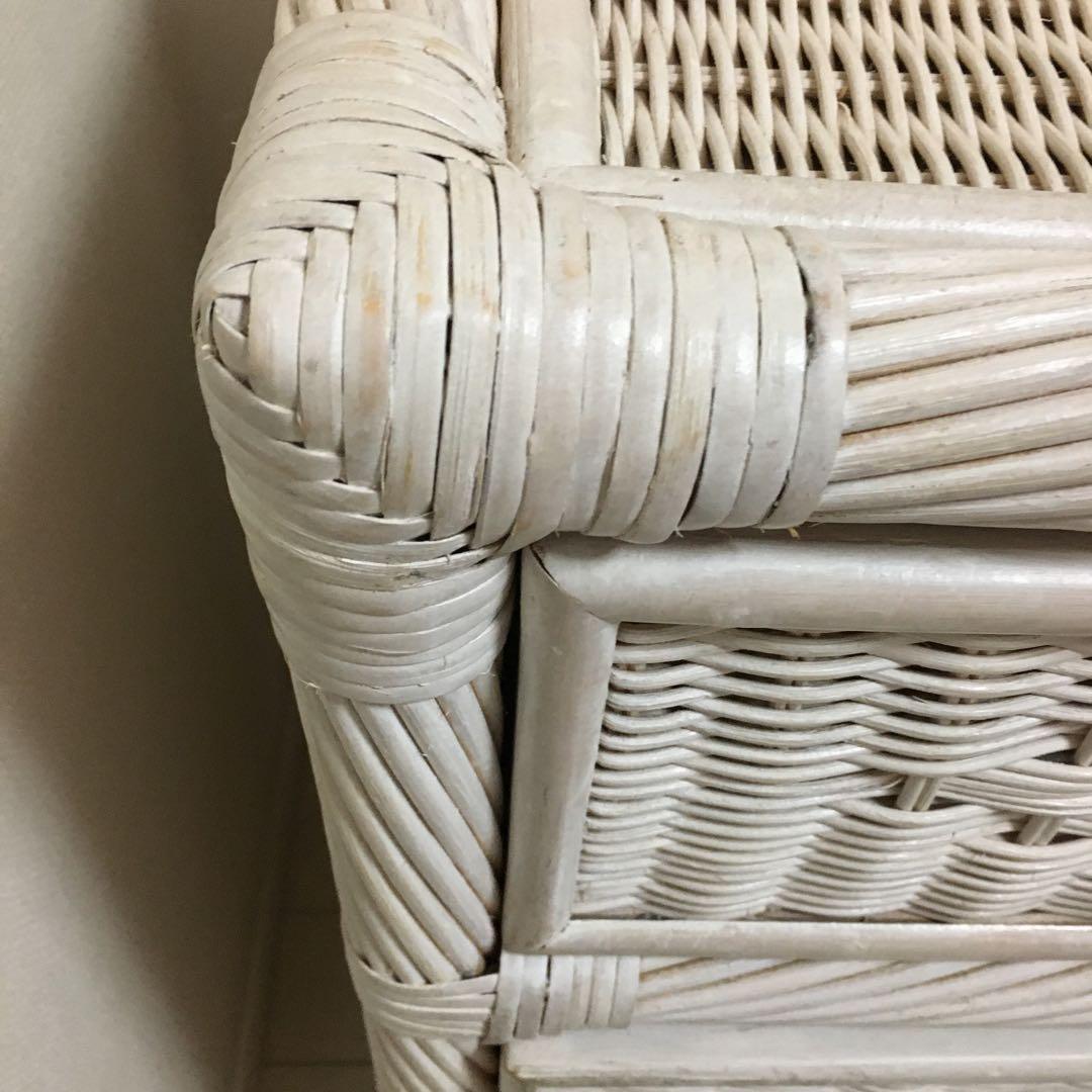 ヴィンテージ　ホワイトラタン 3段チェスト☆