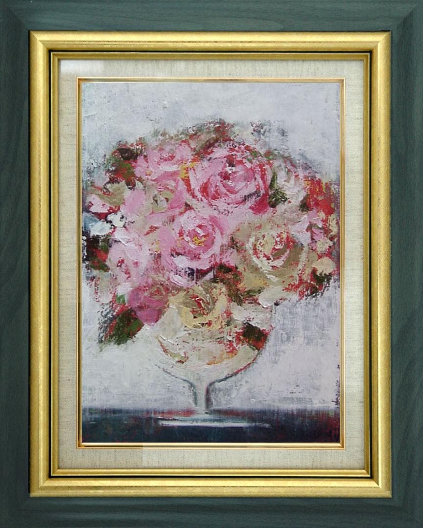 油絵 菅家令子 絵 絵画 インテリア uF6-113102 花 ばら