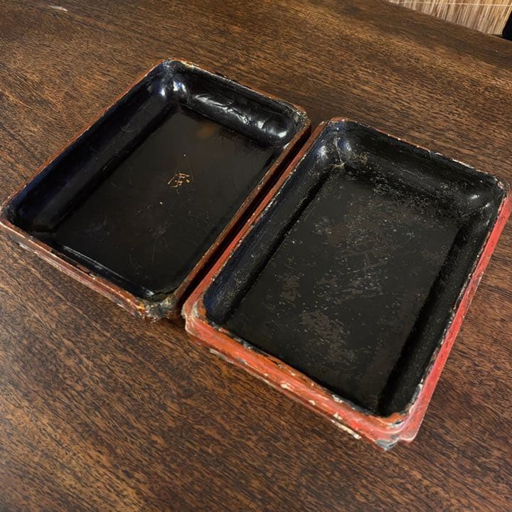 民国　朱漆竹编盒