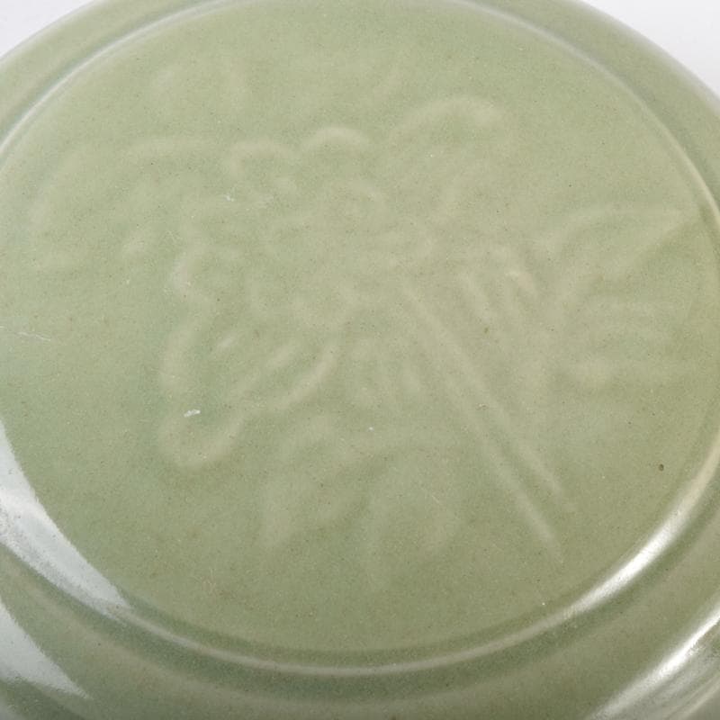 中国　龍泉窯青磁　刻花文　香合　盒子　N　7070E