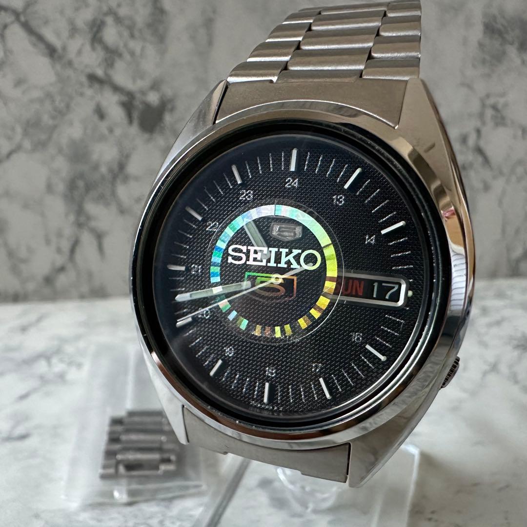 超美品 SEIKO 5 セイコーファイブ ブラック 7S26-3040