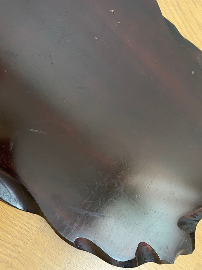 九谷焼　獅子　陶器　木製台座付き　小槌