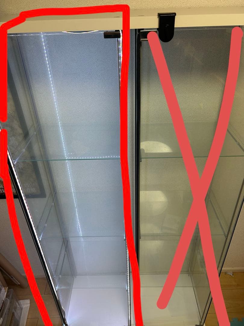 【moon】IKEA DETOLF ガラスケース ホワイト ライト付き