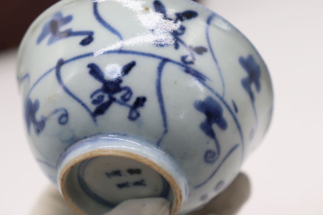 中国　清時代中期　染付湯呑み7点　中国茶器　木箱入　送料込み0515