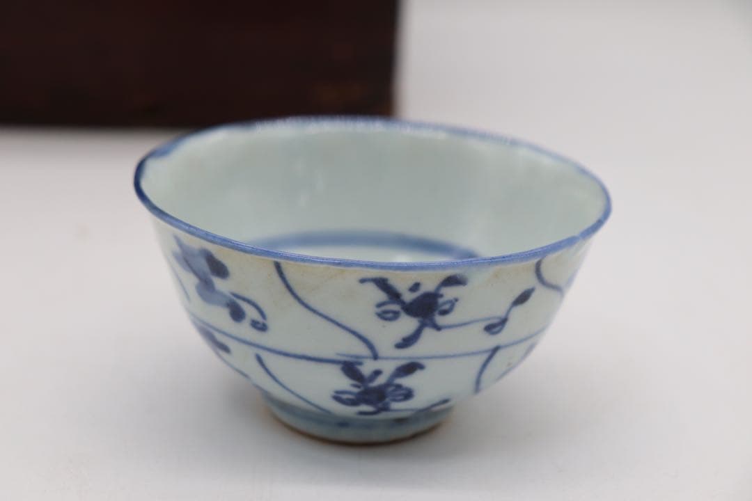 中国　清時代中期　染付湯呑み7点　中国茶器　木箱入　送料込み0515