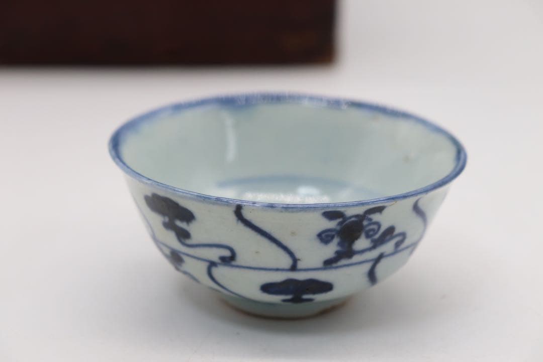 中国　清時代中期　染付湯呑み7点　中国茶器　木箱入　送料込み0515