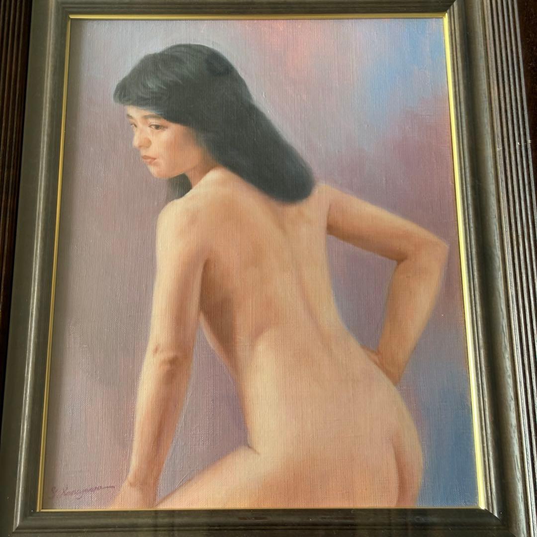 金沢湧洙「裸婦」油彩 F6 額装 人物画 油絵 油画 絵画 K