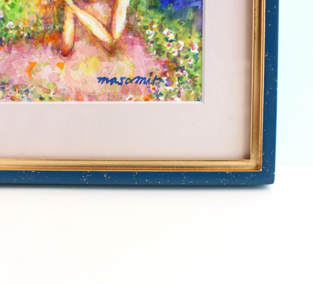 「祈り」水彩画 原画 額付き F0 天使の絵 Angel