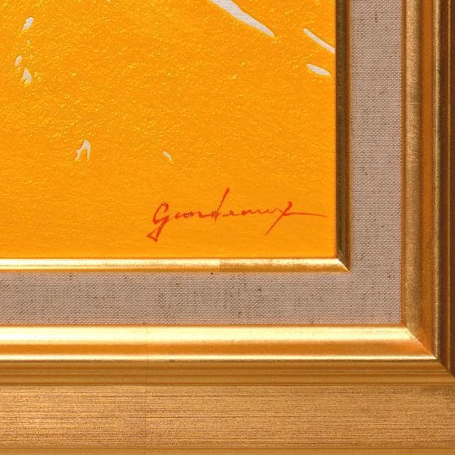 yuzu◎金運を呼ぶ西側に最適◎金太陽黄色富士山●がんどうあつし油絵本金箔