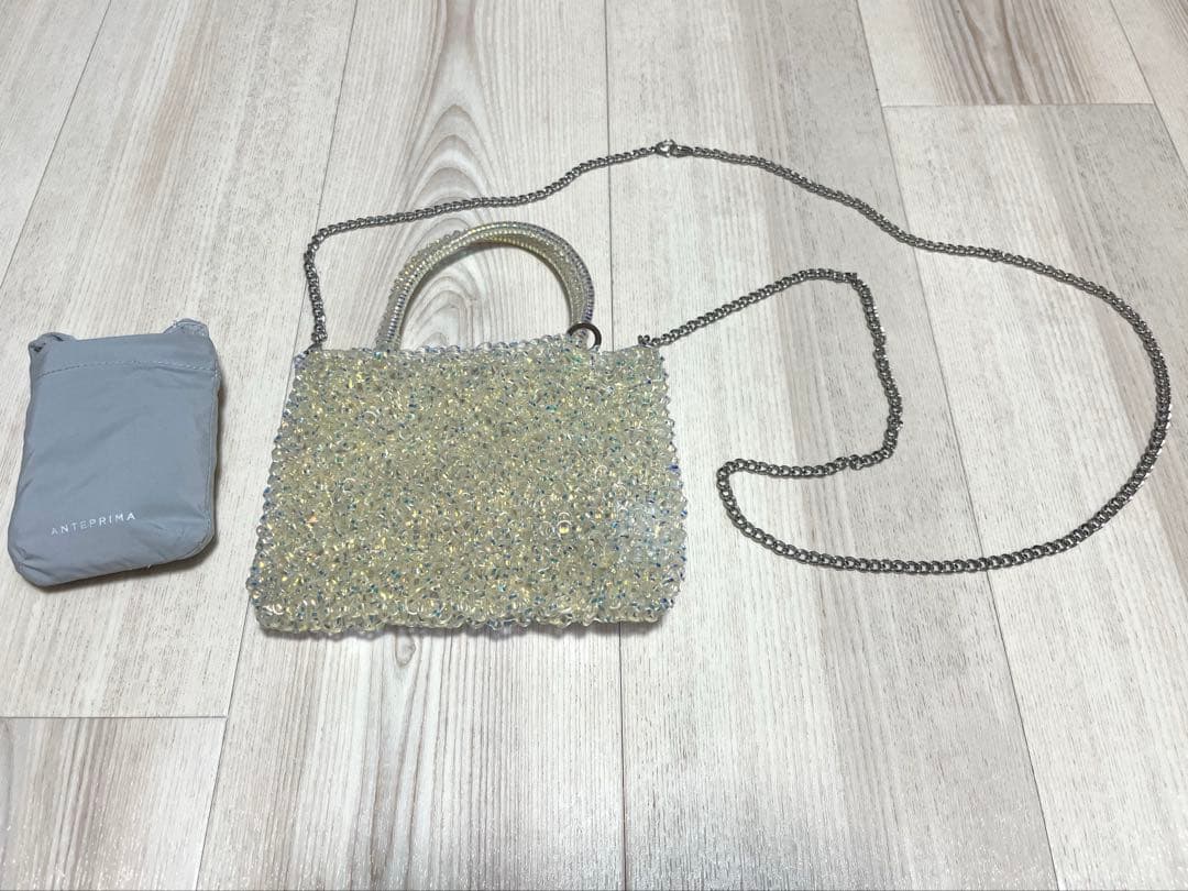 アンテプリマ　ワイヤーバッグ　オーロラホワイト　エコバッグ付き