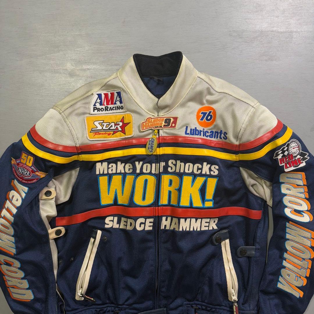 YELLOW CORN ライダースジャケット　メッシュ　スレッジハマー　XL