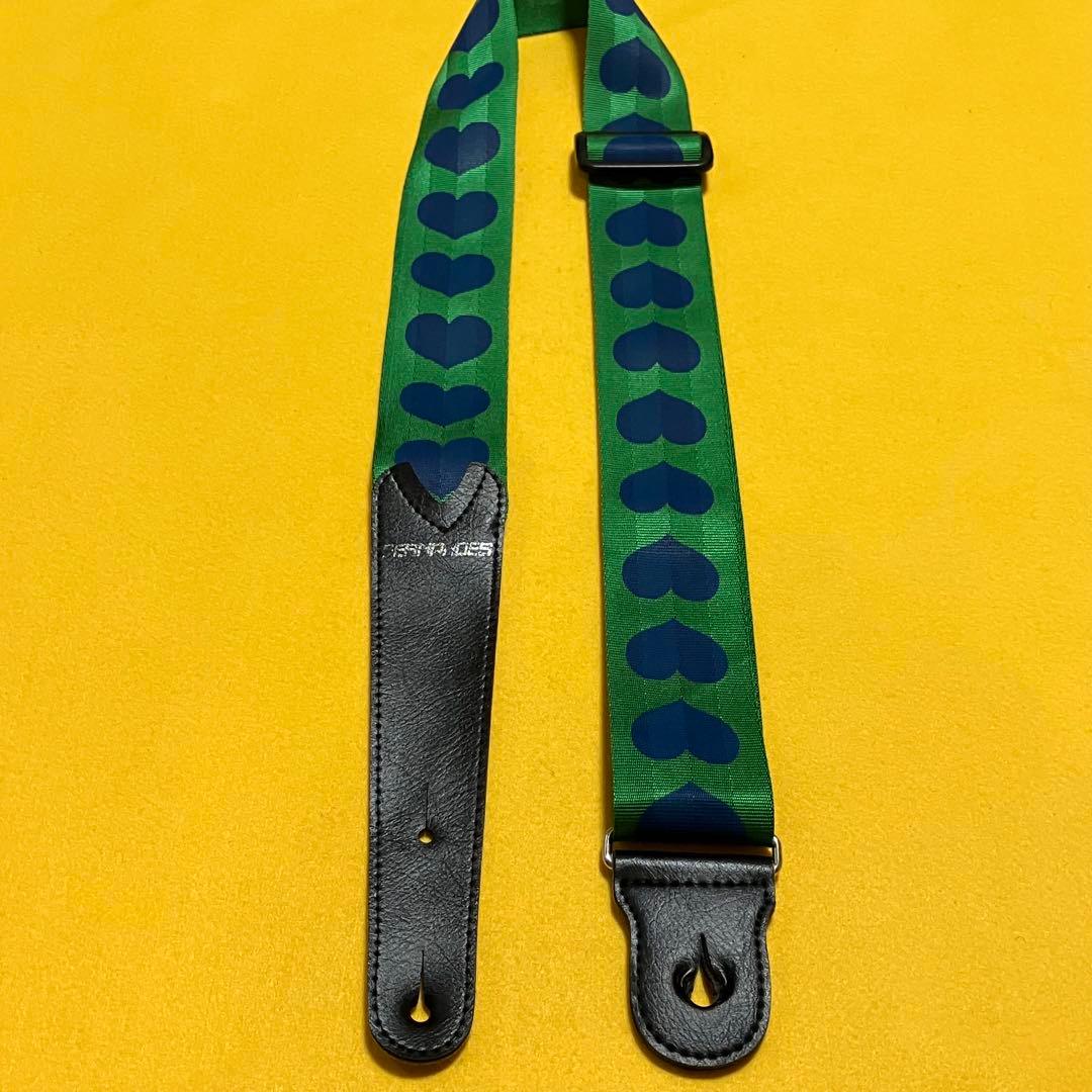 FERNANDES hide グリーンハート ギターストラップ イエローハート