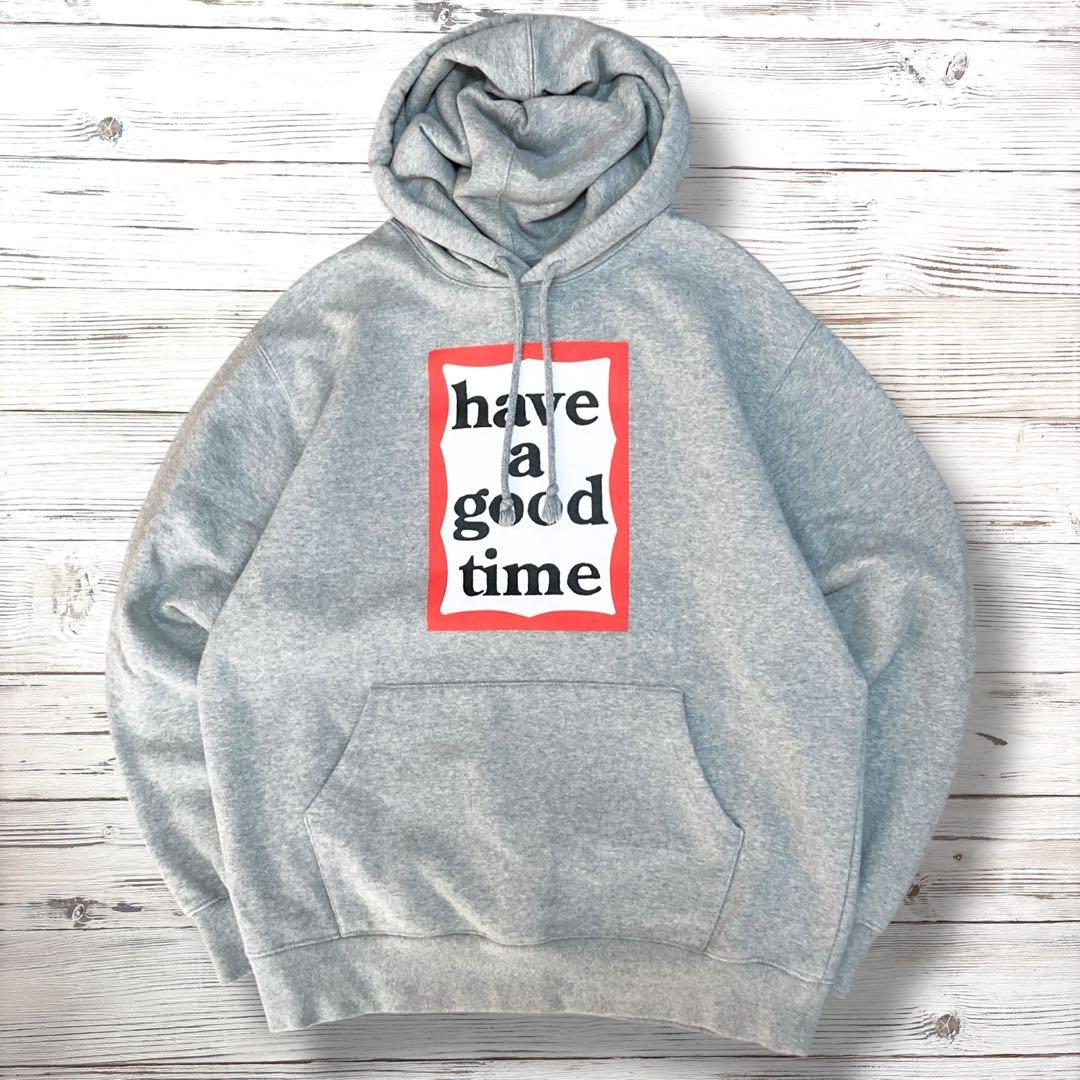 美品 have a good time パーカー デカロゴ 灰 L 1774