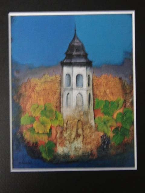 久保田晃二【搭のある風景】希少画集画、状態良好、新品高級額装付