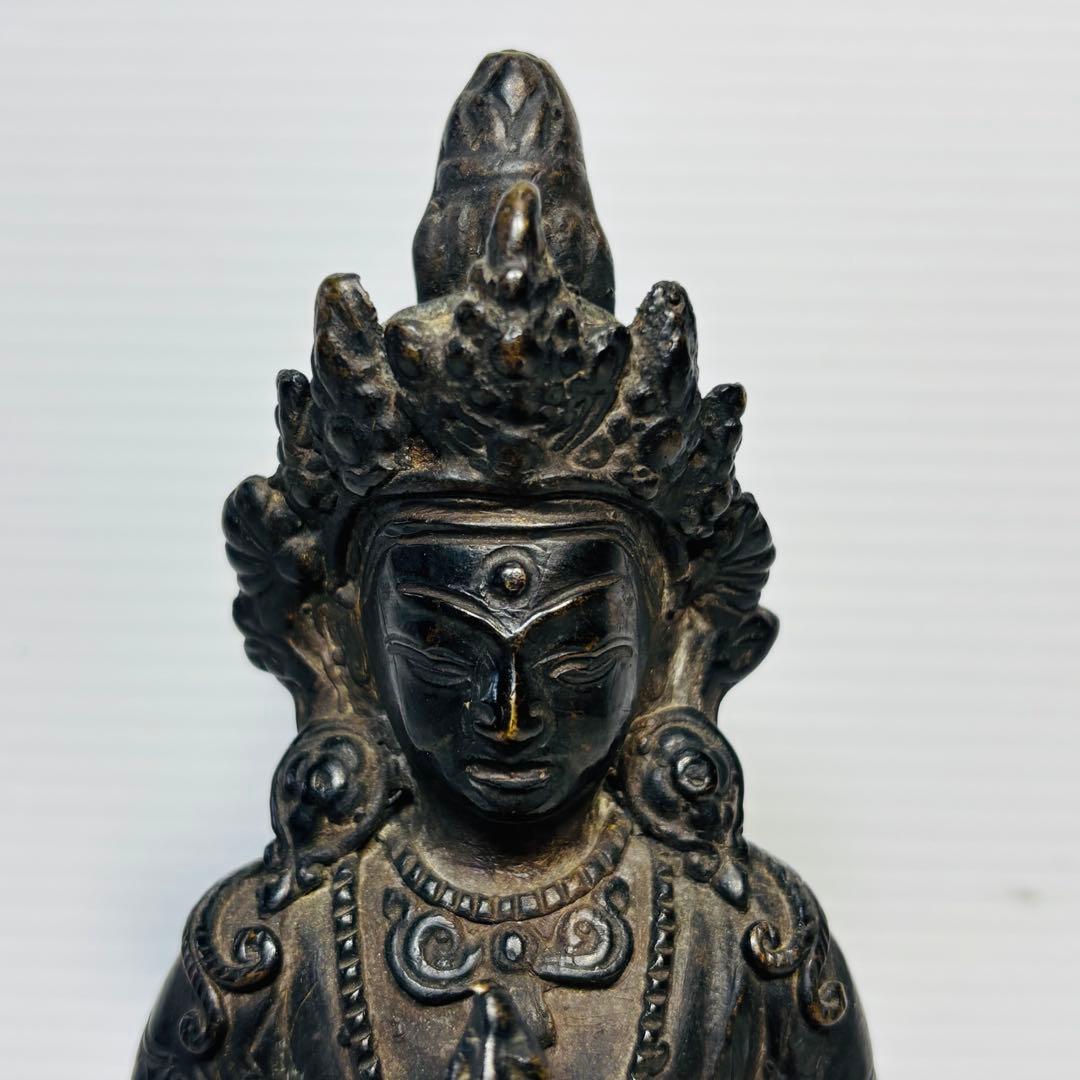銅仏座像 チベット 仏教美術 仏像 佛 置物 銅製 骨董品 時代品 美術品