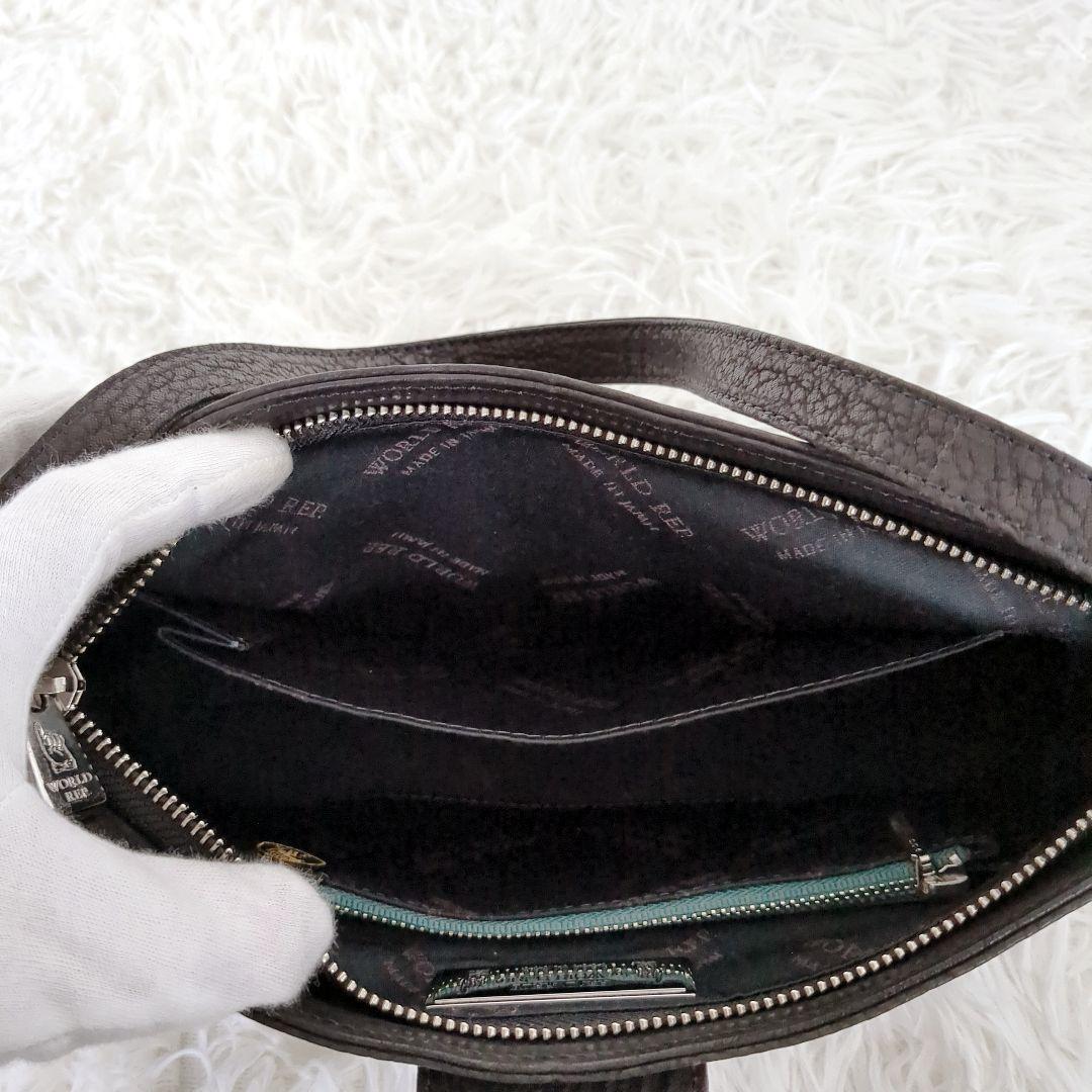 極美品✨️JRA認定　シャークレザー　本革ハンドバッグ 2wayショルダー　黒