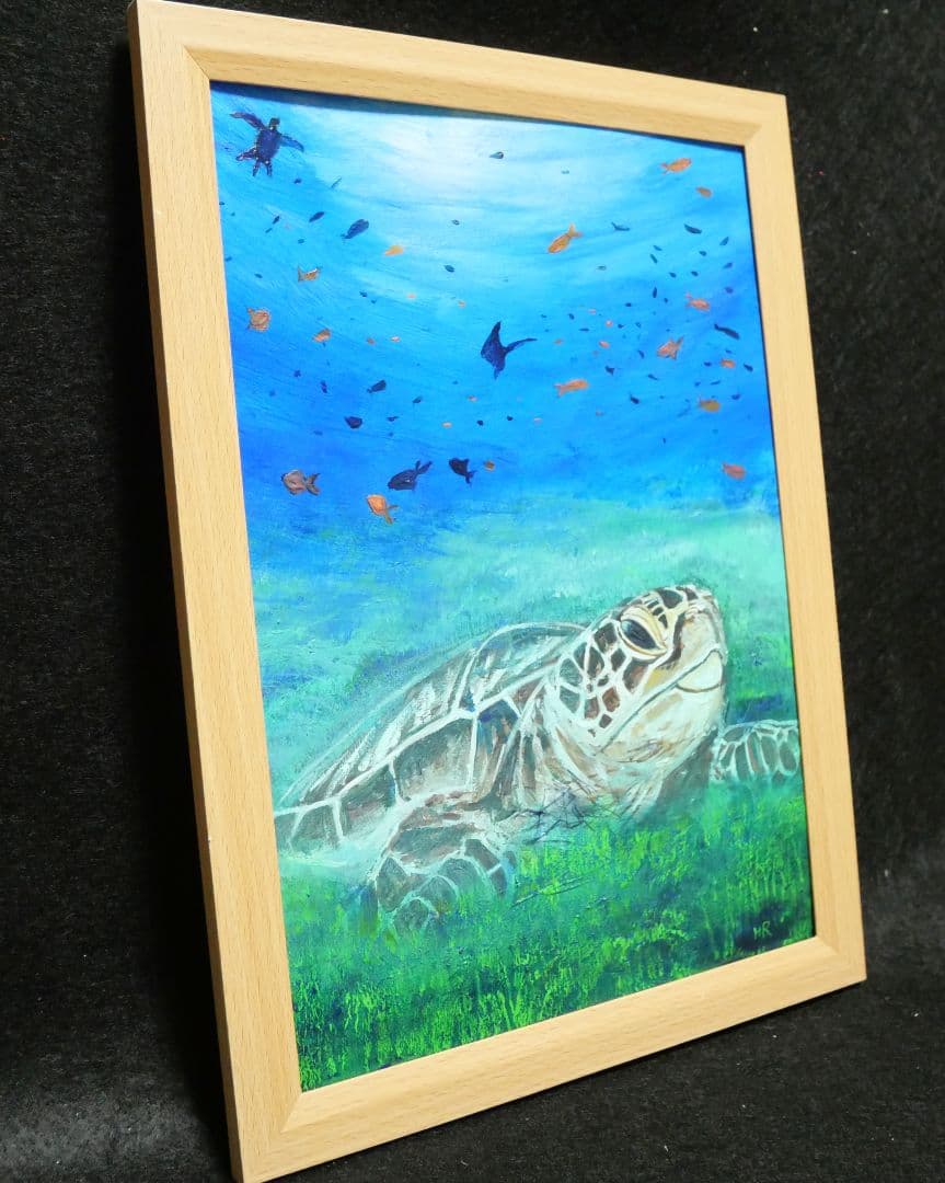 油絵 絵画 【海森のウミガメ】