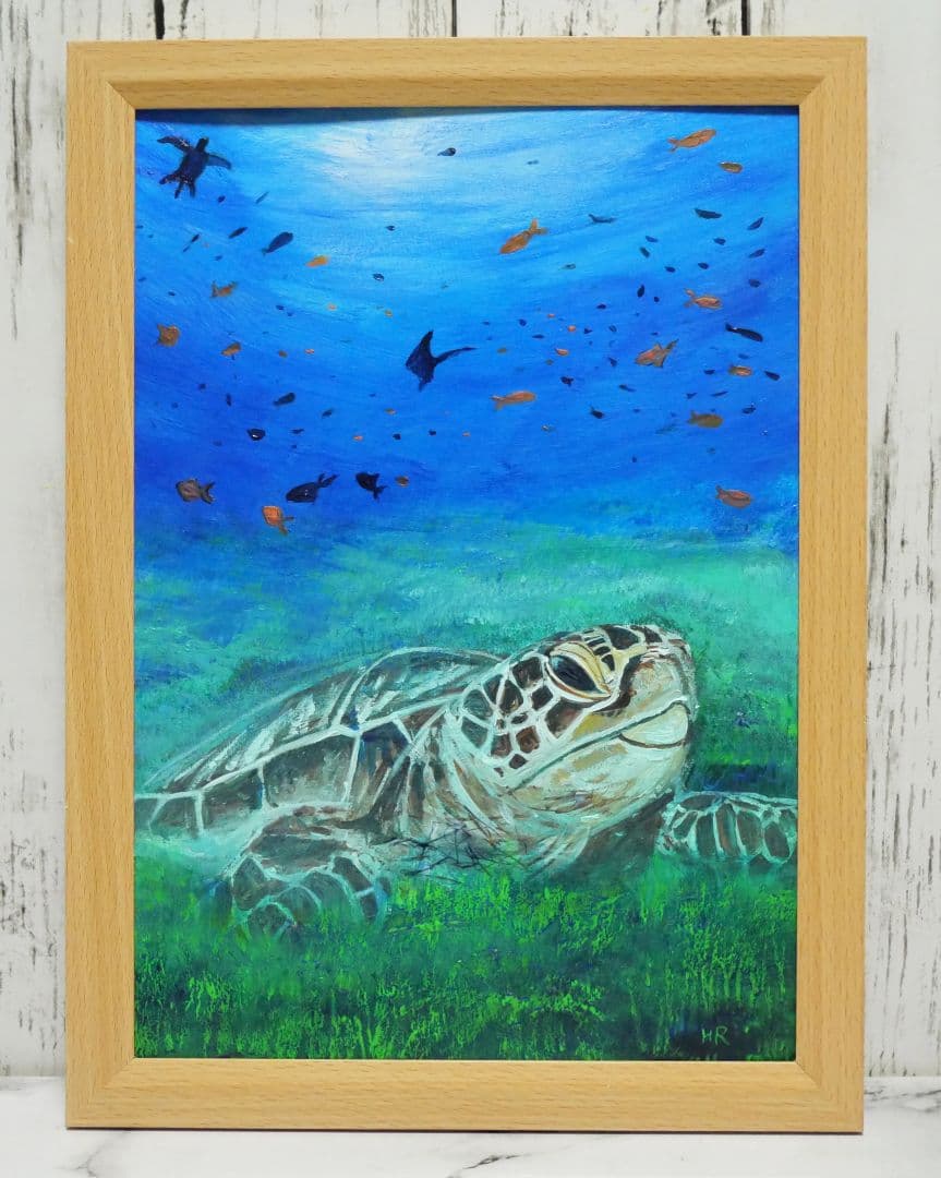 油絵 絵画 【海森のウミガメ】