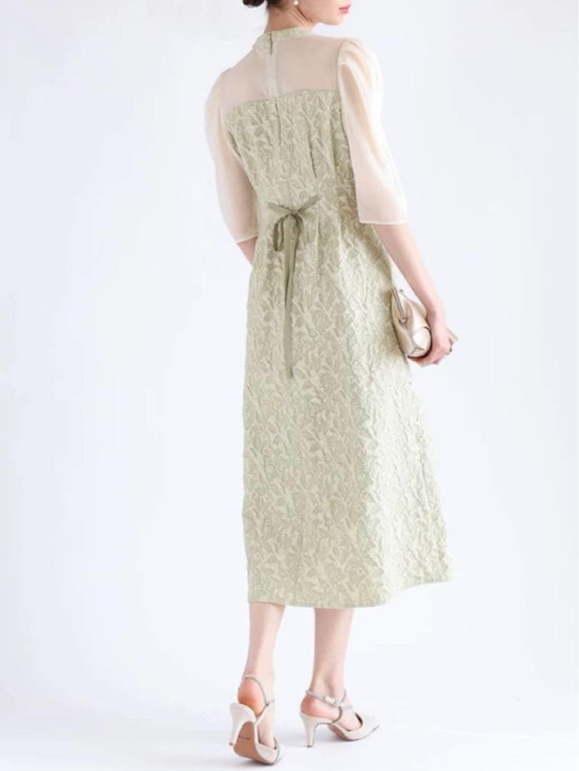 【新品未使用】Rire Fete ふくれジャガードバックリボンドレス ワンピース