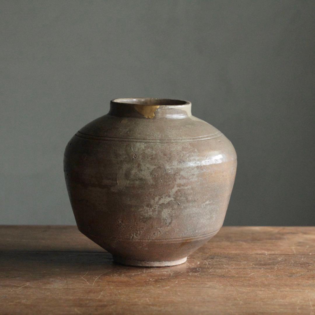 景色豊かな 李朝 壺 朝鮮美術 雨漏り手 古美術 古道具 アンティーク