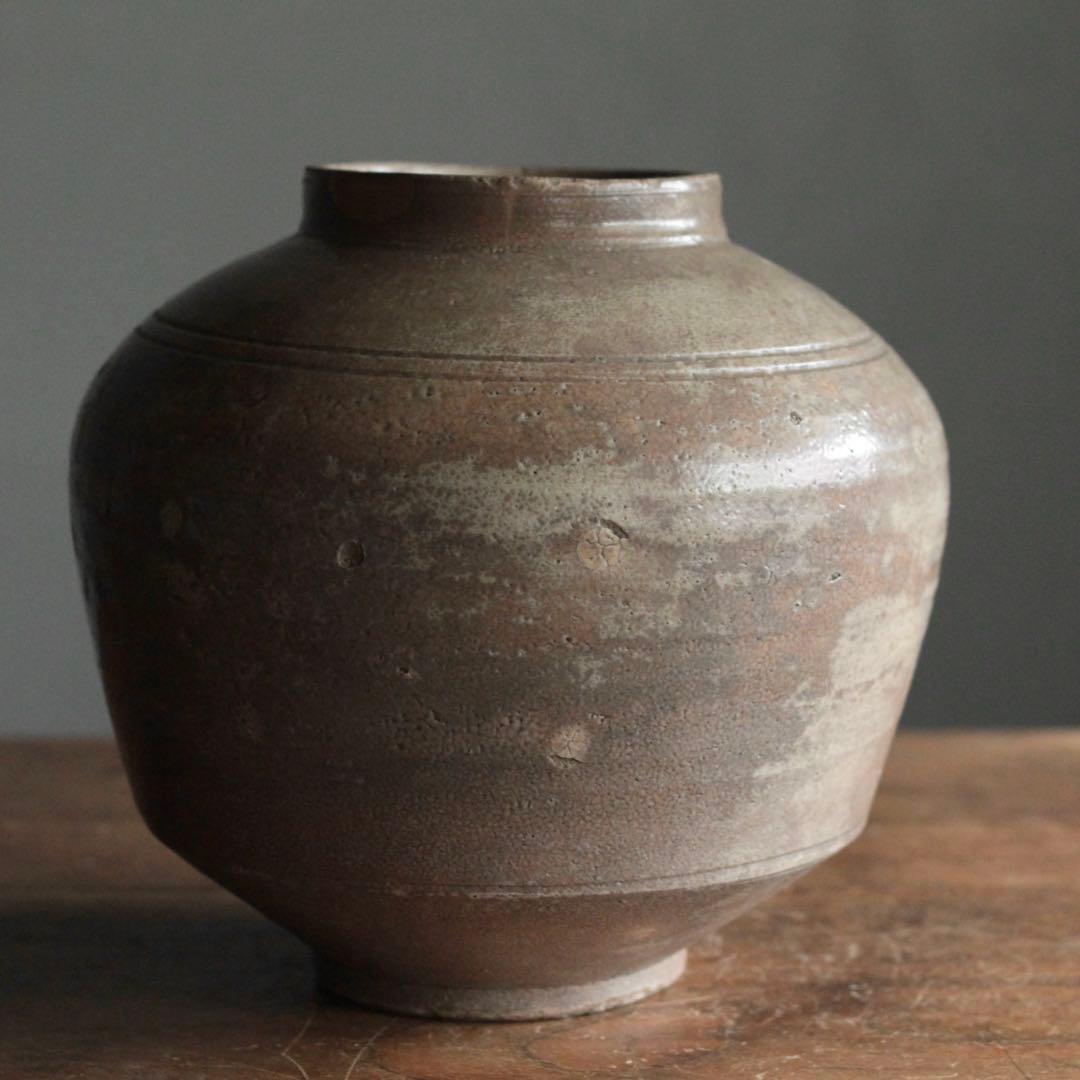 景色豊かな 李朝 壺 朝鮮美術 雨漏り手 古美術 古道具 アンティーク