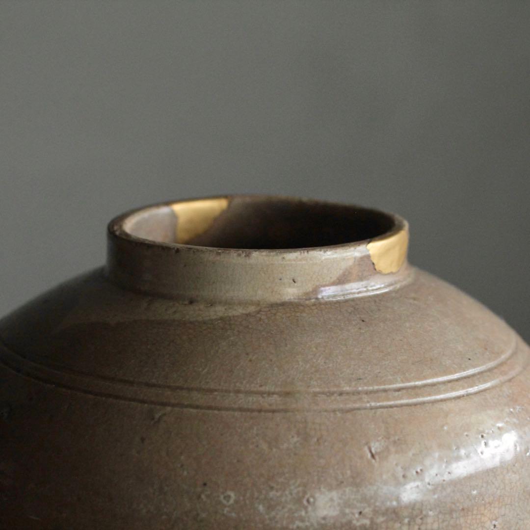 景色豊かな 李朝 壺 朝鮮美術 雨漏り手 古美術 古道具 アンティーク