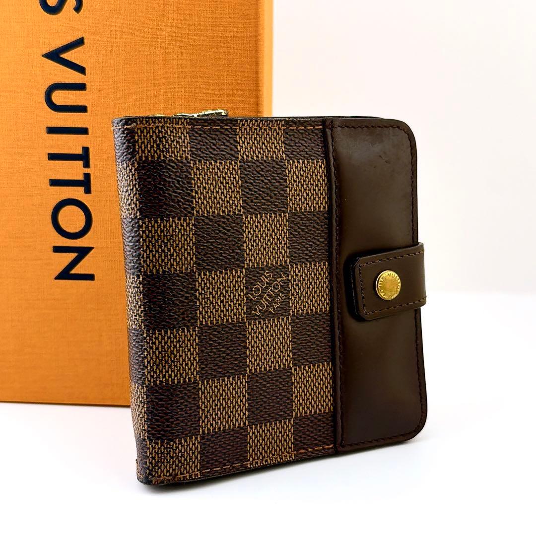 【美品】ルイヴィトン ダミエ コンパクトジップ エベヌ二つ折り財布