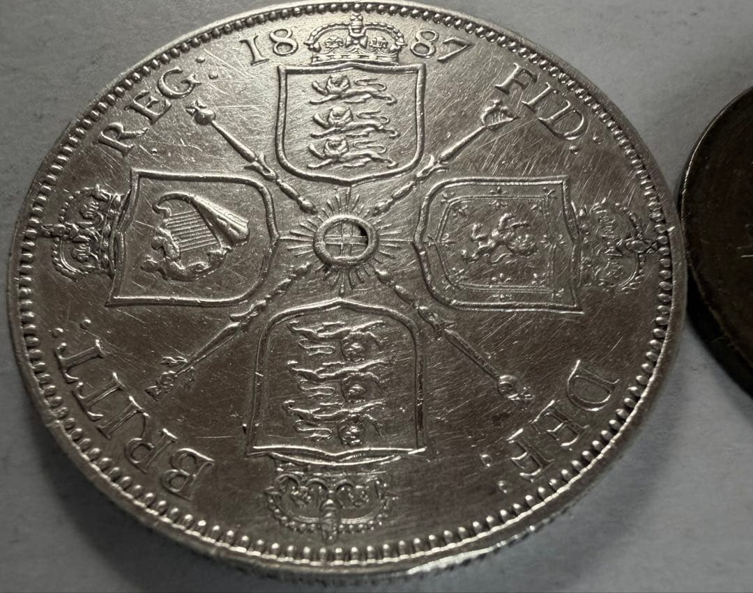 R*a様 1887年英国ジュベリーヘッドヴィクトリア女王 フローリン銀貨　ハイグ