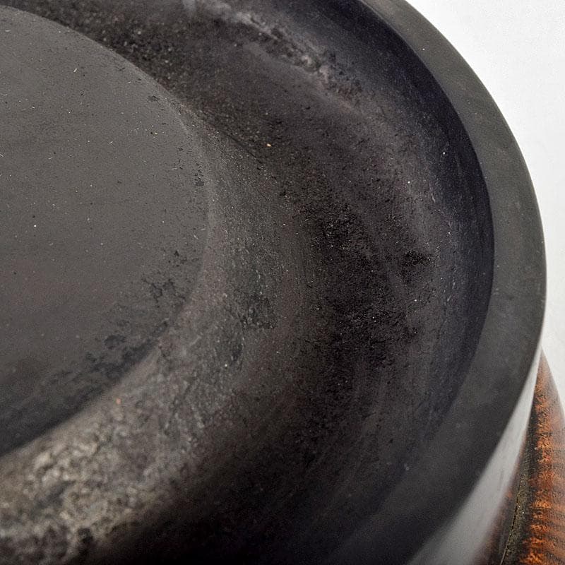 中国　書道具　端渓硯　円式硯　豊保刻　漢詩文　木蓋付　F　R9350