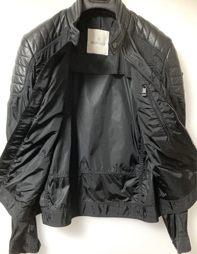 MONCLER レザー&ナイロン シングルライダース SALOMON