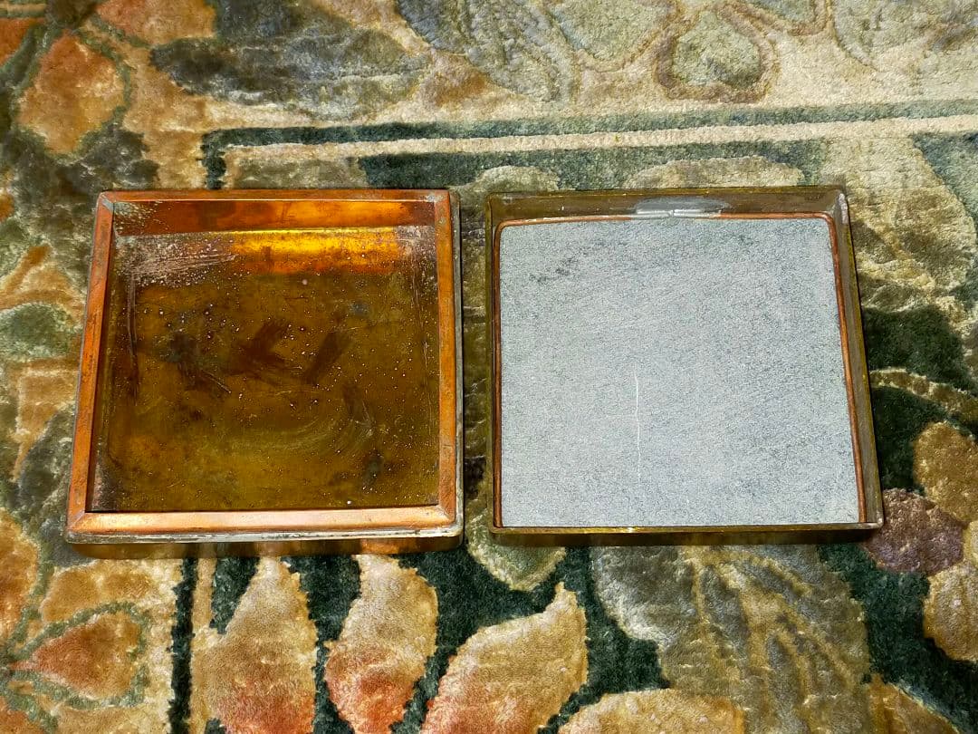 ♥値下げ！真鍮製　墨箱　在銘　書道具　墨　筆　硯　骨董　古玩