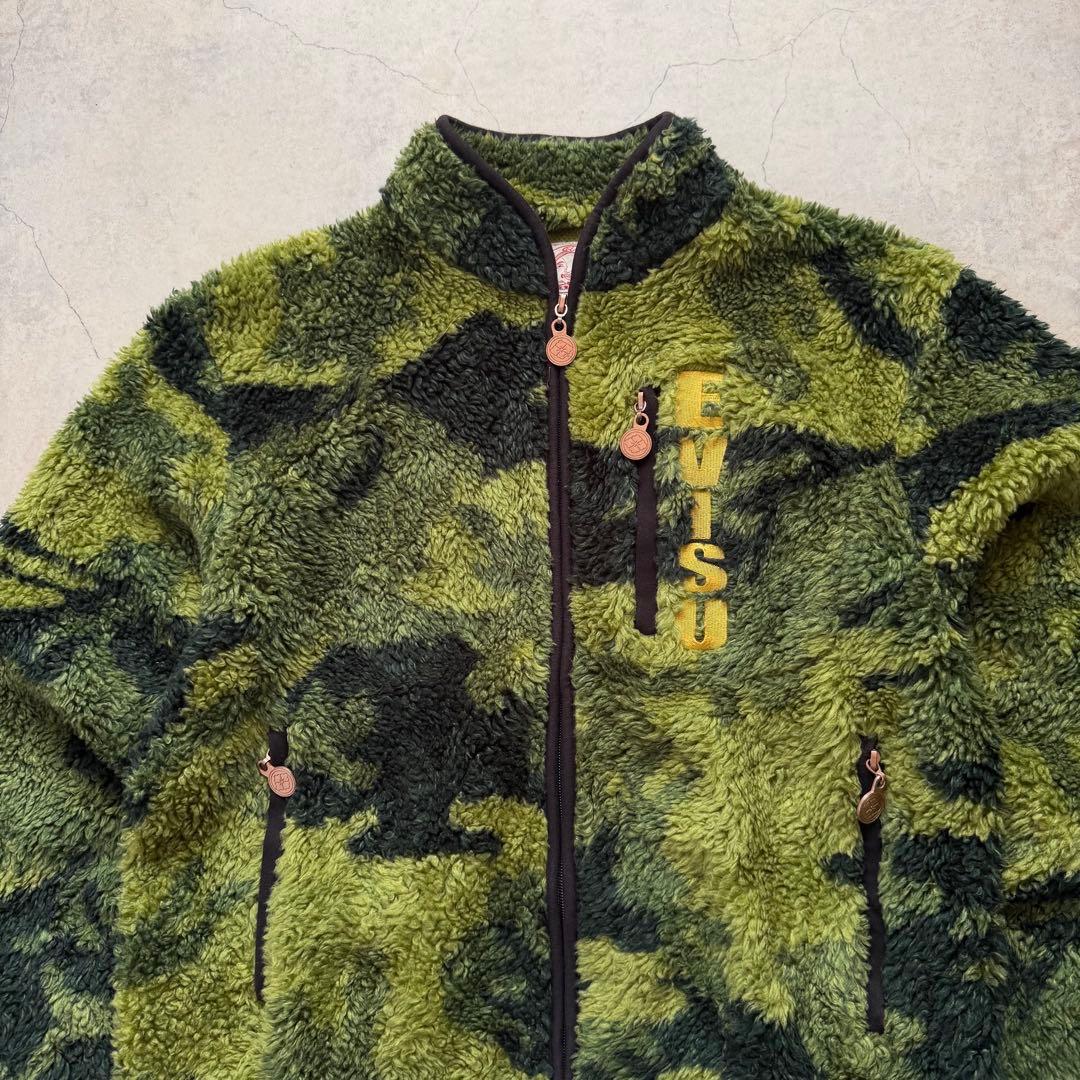 EVISU エヴィス ボアフリース ジャケット カモフラ柄 迷彩