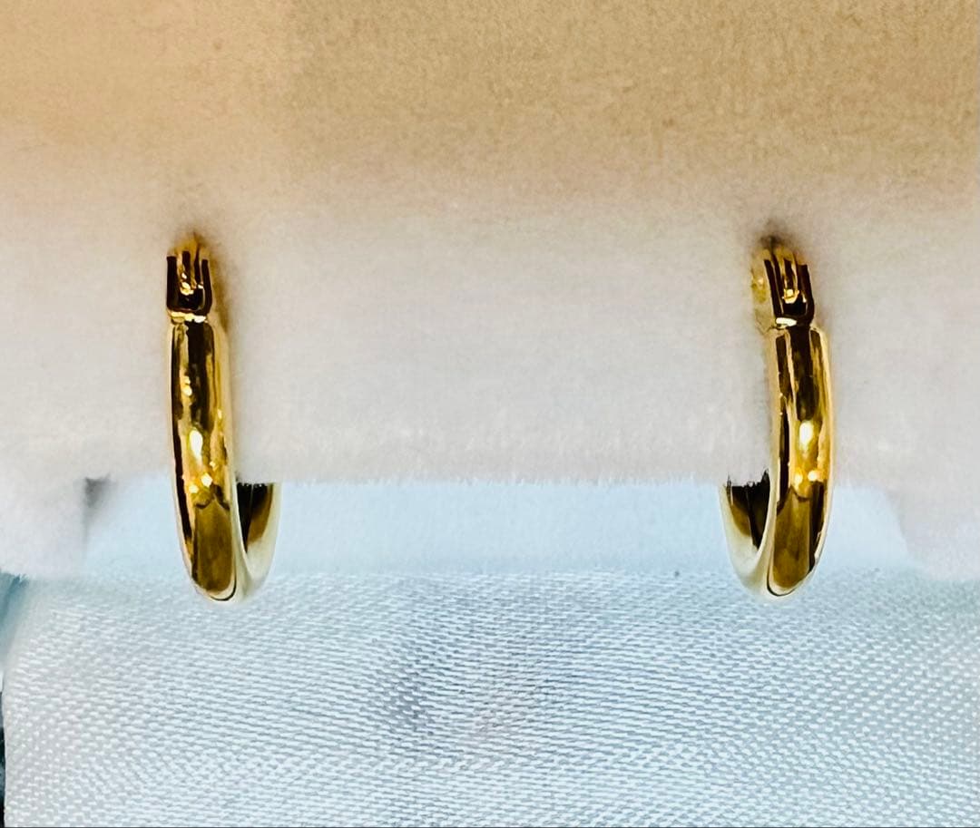 K18イエローゴールド フープピアス 新品未使用