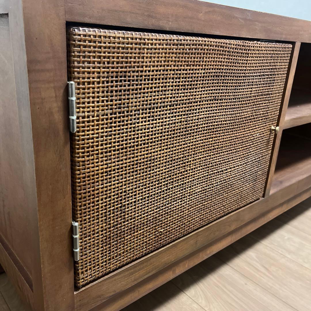 カユスタイル　木製ラタン扉付きテレビボード