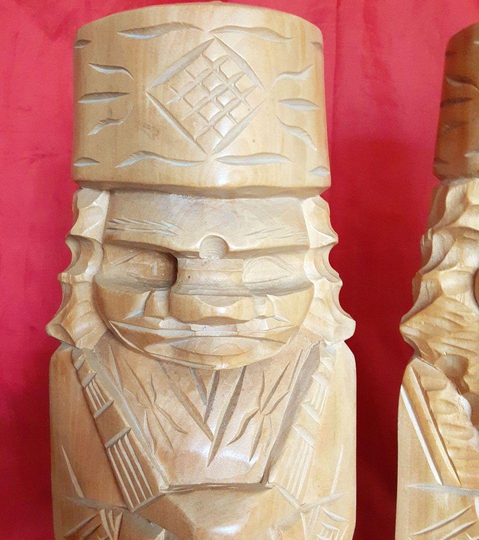 アイヌ　木彫り　夫婦人形