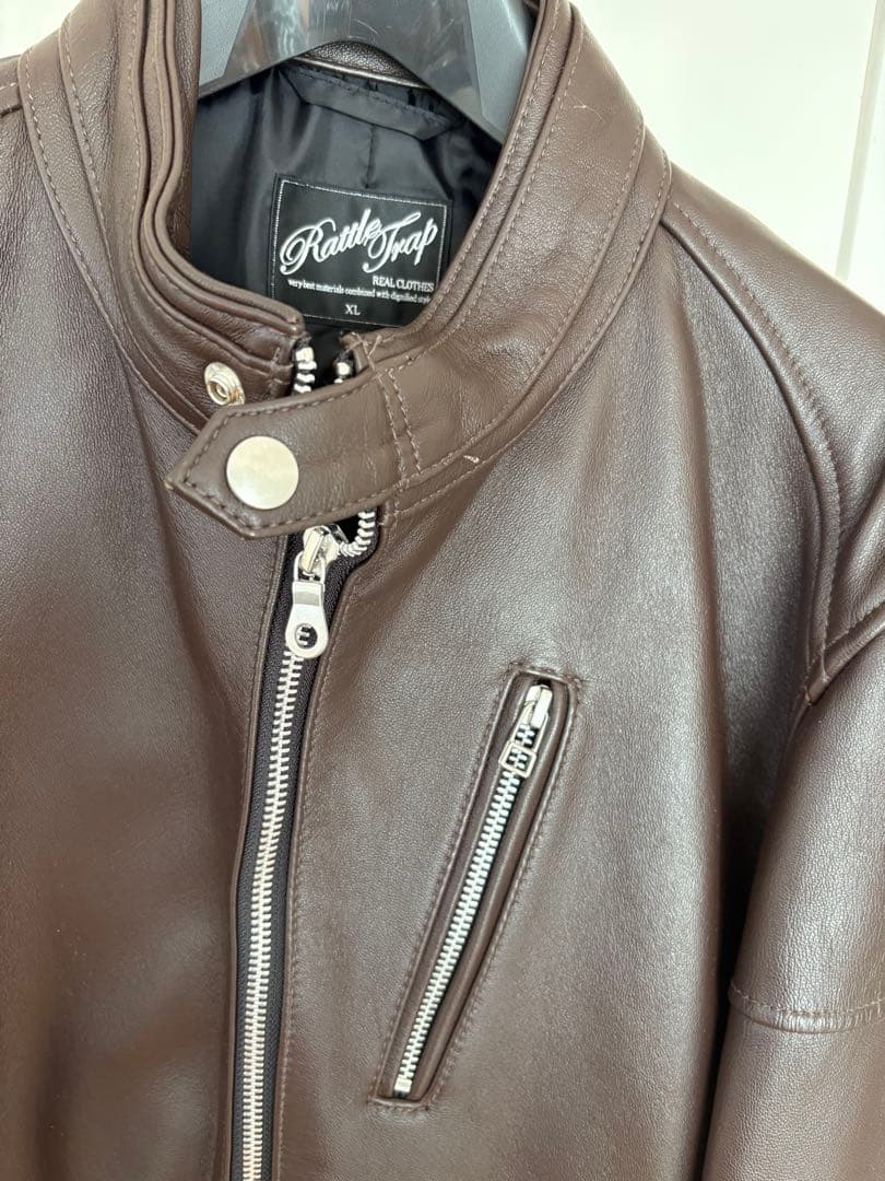 RattleTrap ブラウン レザー シングルライダースジャケット XL