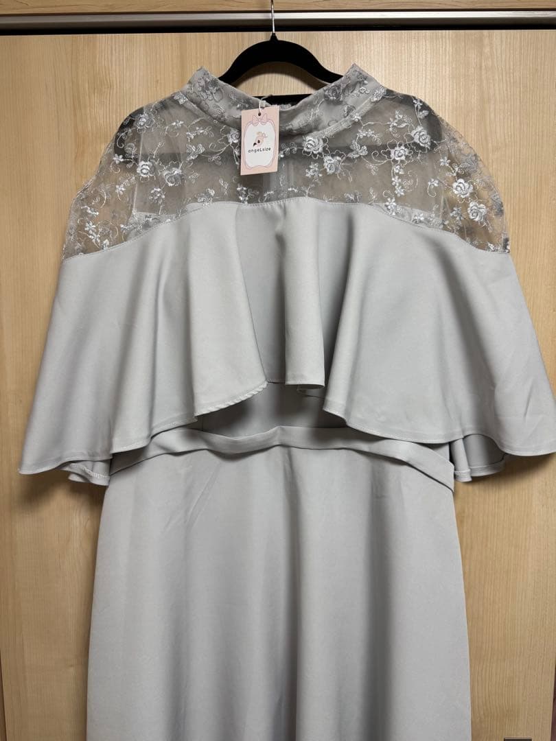 ぽんちゃ様【新品】レースケープのドレスワンピース♡大きいサイズオケージョンドレス