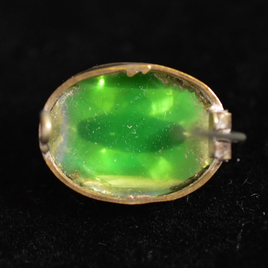 夜間飛行 キャッツアイ古ガラスのレースピン アンティークブローチ　ドール