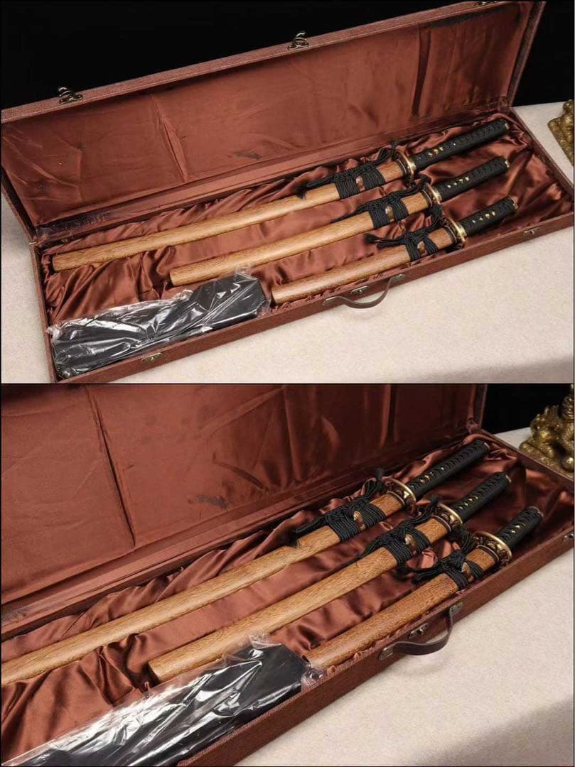 打刀 脇差 短刀 3点セット カリン木製鞘 武具 舞踊刀 古兵器
