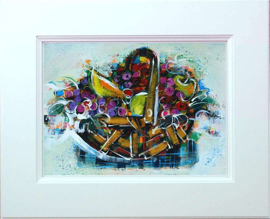 油絵 菅家令子 インテリア uF6-061403 静物 フルーツ