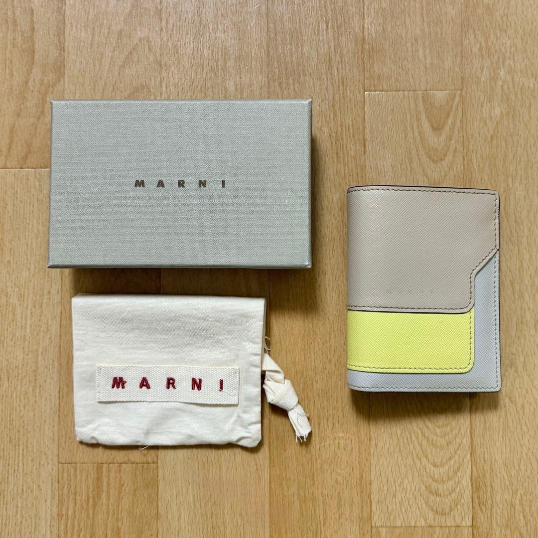 MARNI 二つ折り財布 ベージュ/イエロー