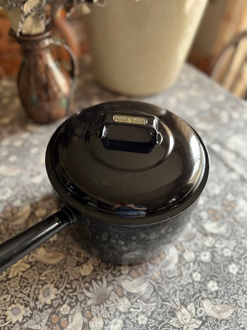 イギリス　アンティーク　JUDGE WARE ホーロー　ソースパン　鍋　エナメル
