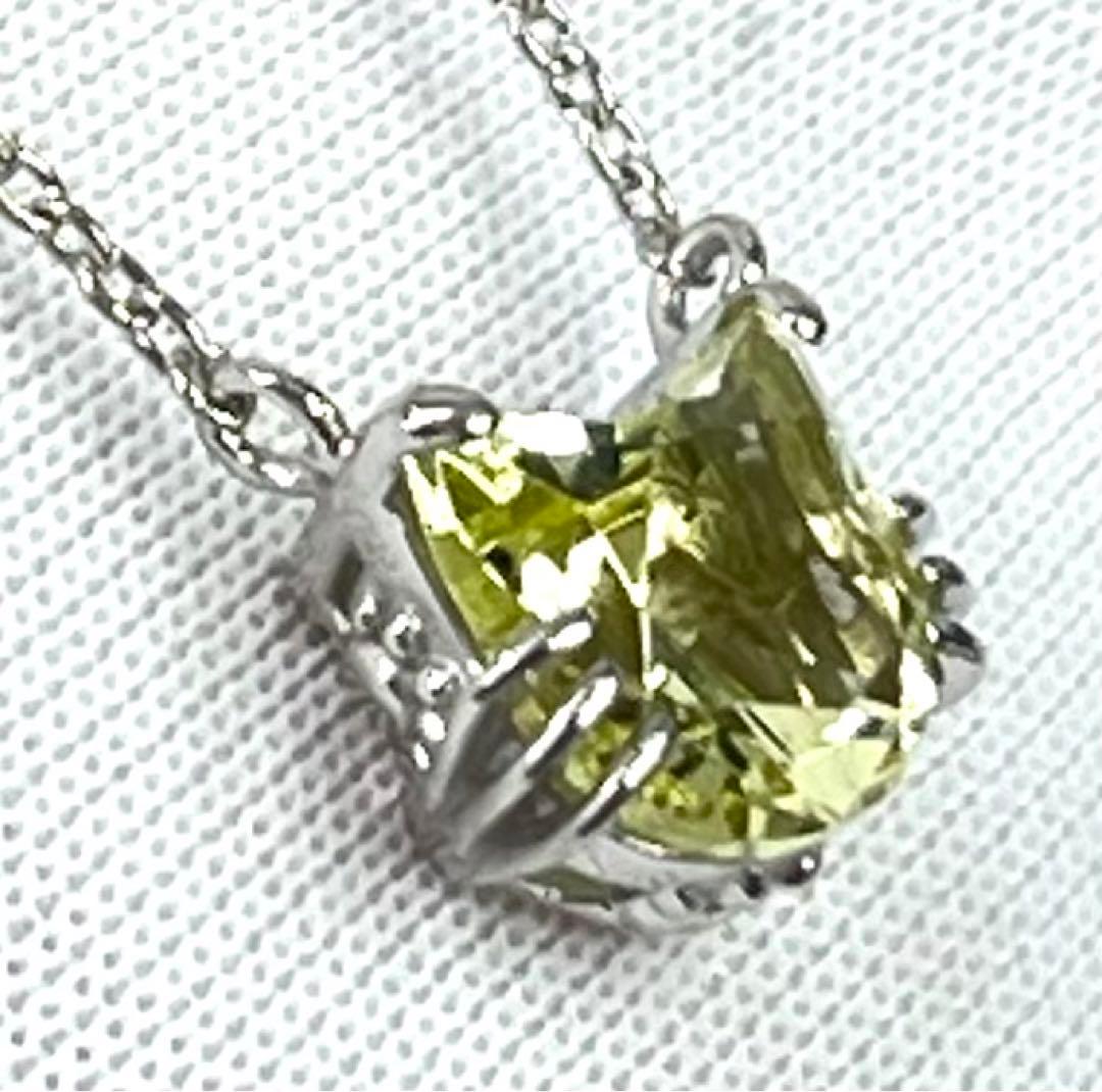 宝石ルース 『限定品！ネコちゃんネックレス！』天然レモンクォーツ　チェーン付