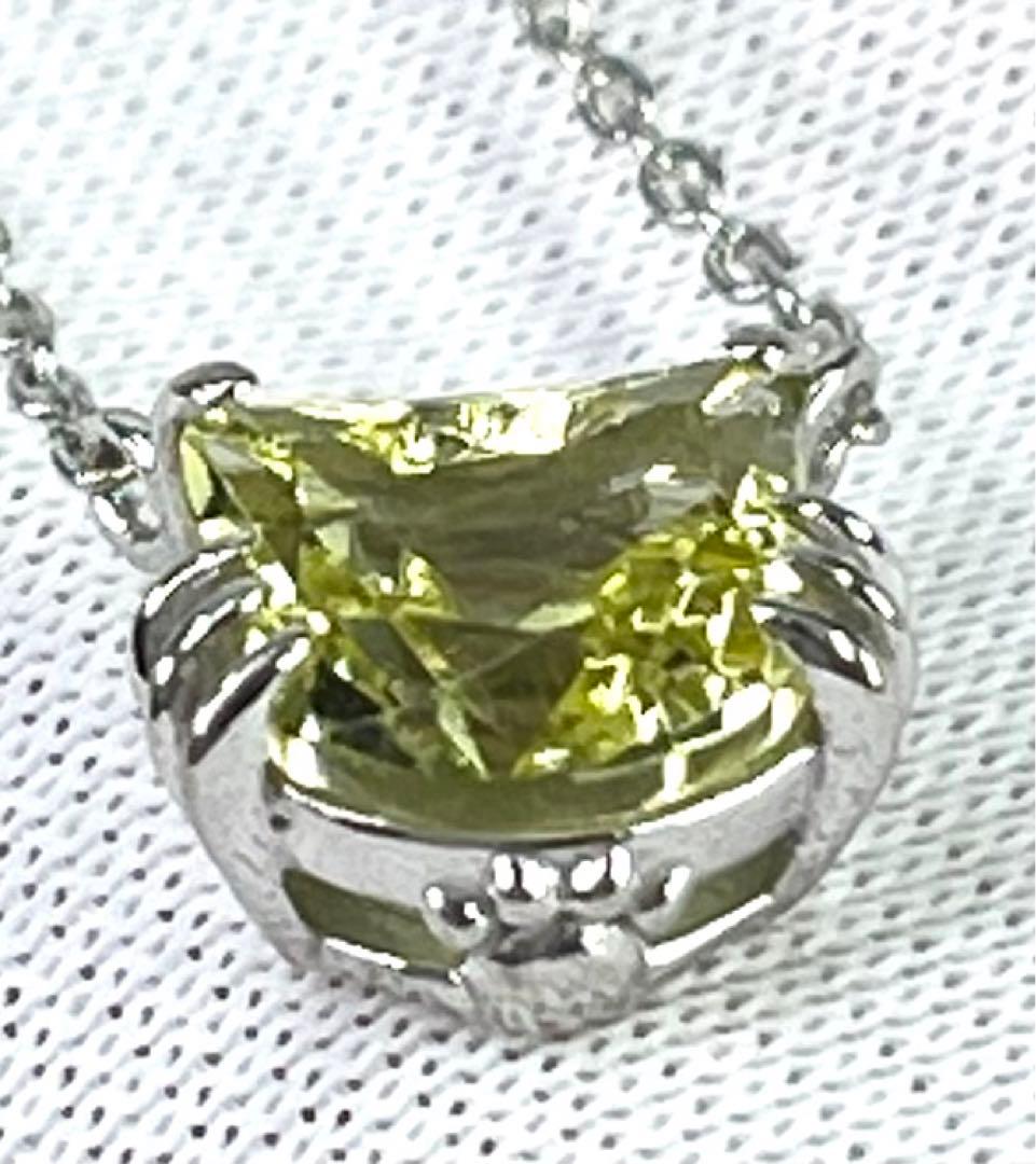 宝石ルース 『限定品！ネコちゃんネックレス！』天然レモンクォーツ　チェーン付