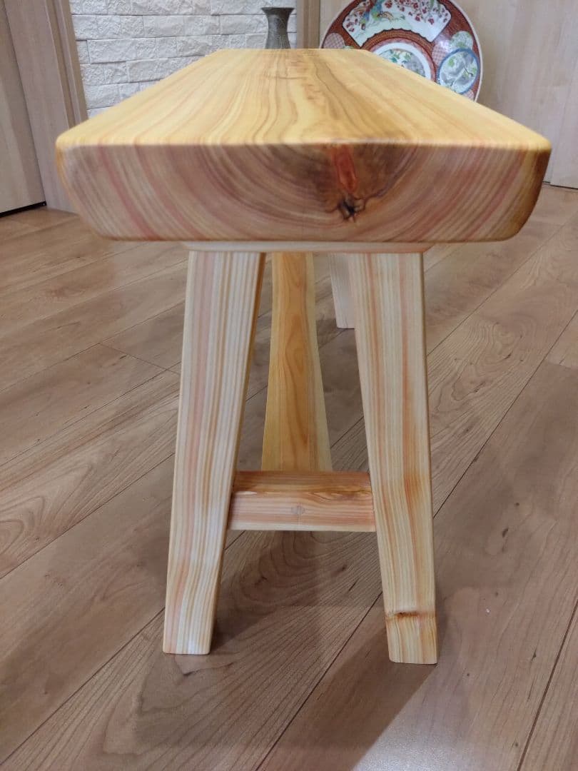 檜のベンチ(76・77)　あいこ❕丸太風の脚節無し座面をつるつる仕上げ