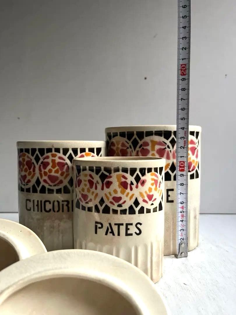 994 フランスアンティーク ステンシル模様のキャニスター セット 蚤の市 パリ