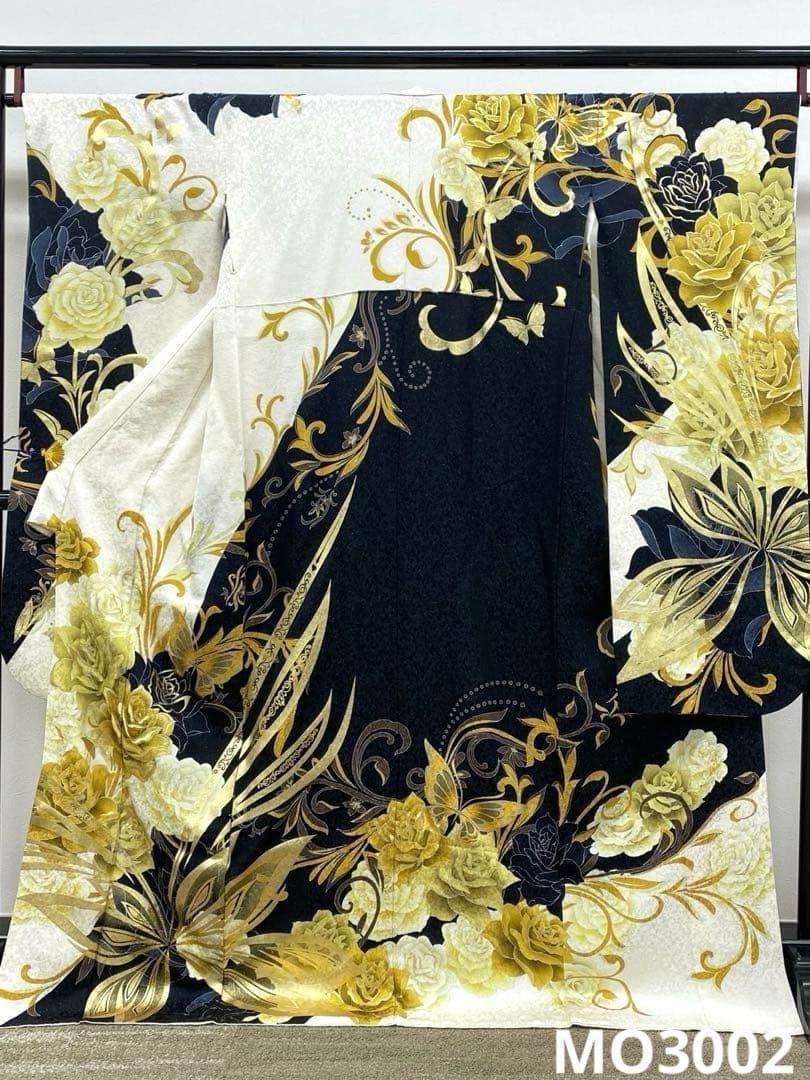 振袖 豪華 蝶 薔薇 金駒 金彩 銀通し身丈170cm 撥水加工済